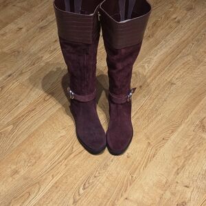 Marc Fisher Hailin Knee High Riding Boots Burgundy Wine, Size 7w